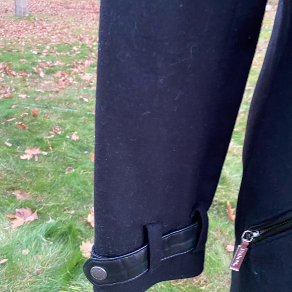 Barbour Black Wool Motorcycle Coat with Zipper Accents - Picture 5 of 14